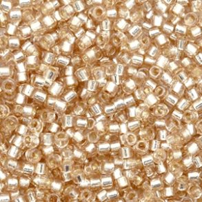 Miyuki glas perler 11/0 Duracoat Silverlined Dyed Mica Brown 10gram ca. 2mm