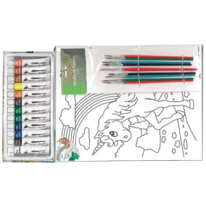 Artino Lrred m/enhjrning 24x30cm+12x12ml maling+pensler