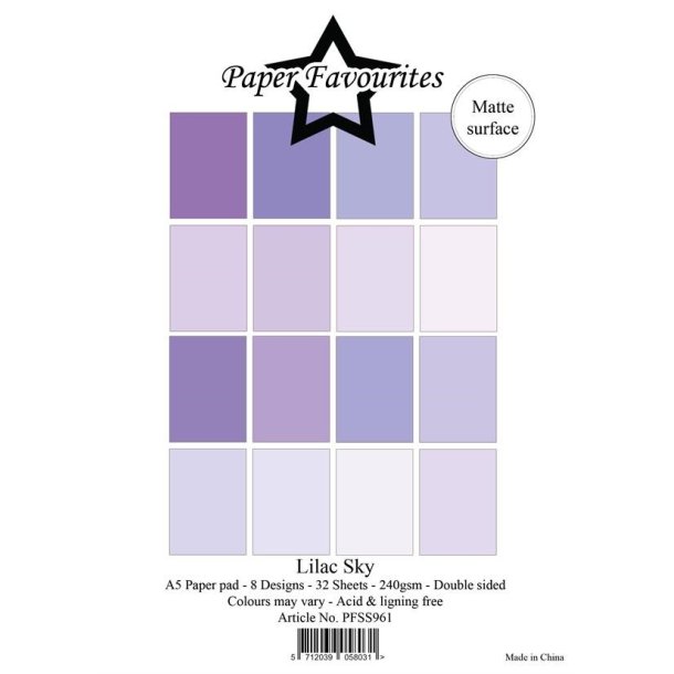 Paper Favourites Paper Pack "Solid Colours - Lilac Sky" PFSS961