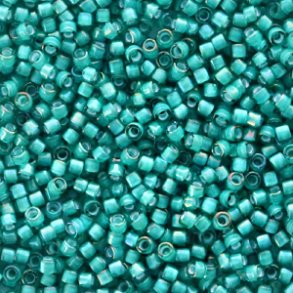 Miyuki glas perler 11/0 White Lined Teal 10gram ca. 2mm