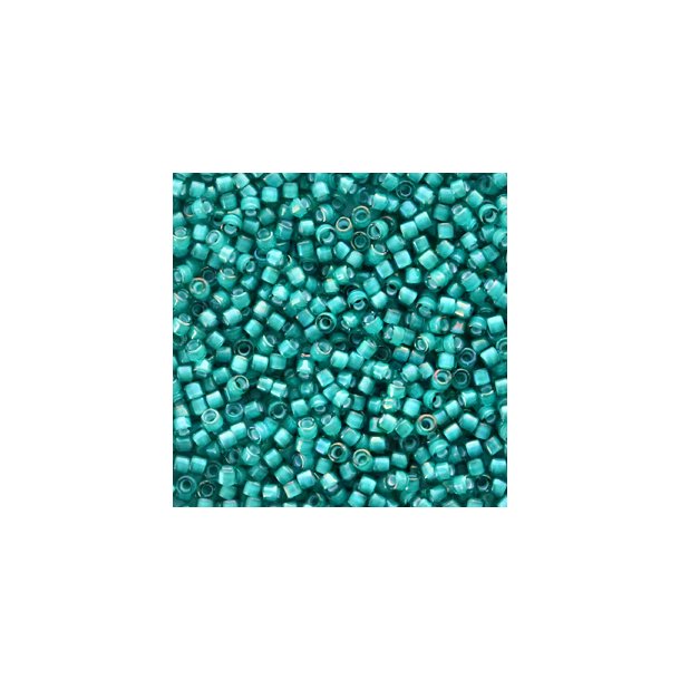 Miyuki glas perler 11/0 White Lined Teal 10gram ca. 2mm