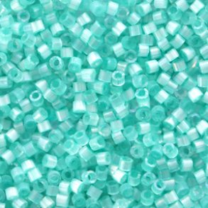 Miyuki glas perler 11/0 Silk Satin Dyed Aqua Green 10gram ca. 2mm