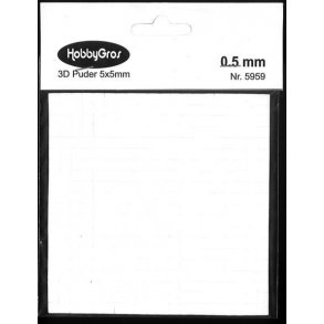 3D puder 0,5mm hvide 5x5mm 10ark