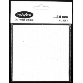 3D puder 2mm hvide 5x5mm 10ark 