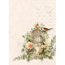 Papirblok A6 Vintage blomster - Luna Hobby