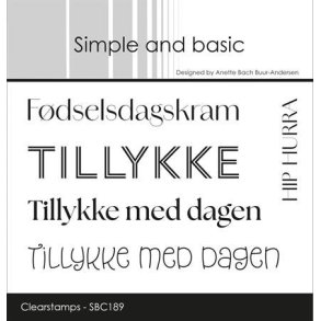 Akrylstempel s�t Tillykke med dagen SBC189 Simple and basic 