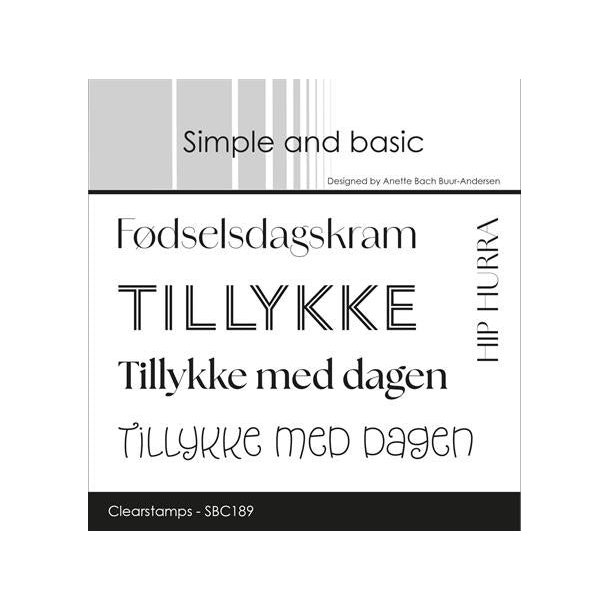 Akrylstempel st Tillykke med dagen SBC189 Simple and basic 