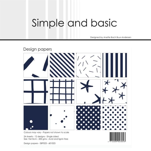 LS BESKRIVELSE Simple and Basic Design papir Dark Blue 15x15cm SBP023 BESTILLINGSVARE