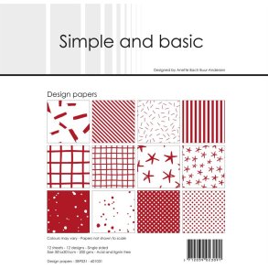L�S BESKRIVELSE Simple and Basic Design papir Chili Red 30,5x30,5cm SBP031 BESTILLINGSVARE
