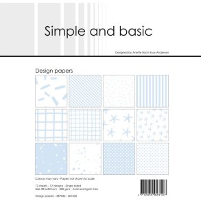 L�S BESKRIVELSE Simple and Basic Design papir Pigon Blue 30,5x30,5cm SBP032 BESTILLINGSVARE