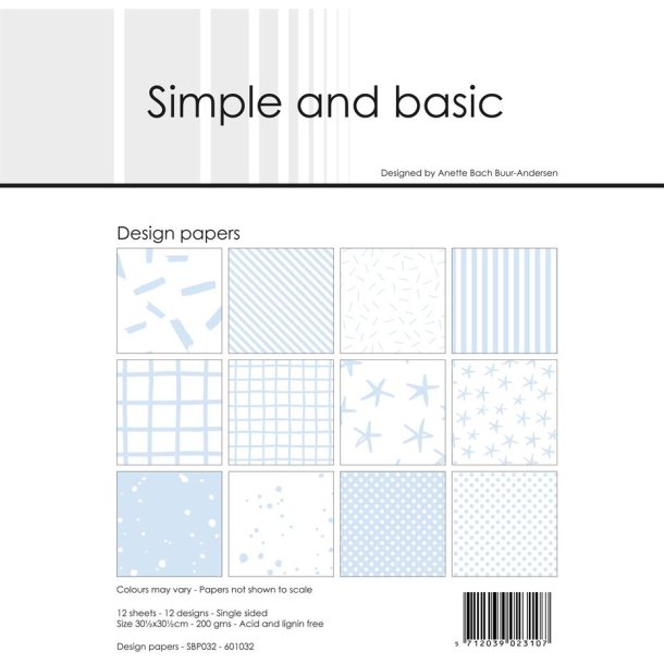 LS BESKRIVELSE Simple and Basic Design papir Pigon Blue 30,5x30,5cm SBP032 BESTILLINGSVARE