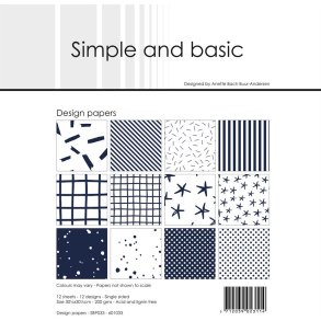 L�S BESKRIVELSE Simple and Basic Design papir Dark Blue 30,5x30,5cm SBP033 BESTILLINGSVARE