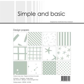 L�S BESKRIVELSE Simple and Basic Design papir Sage 15x15cm SBP505 BESTILLINGSVARE
