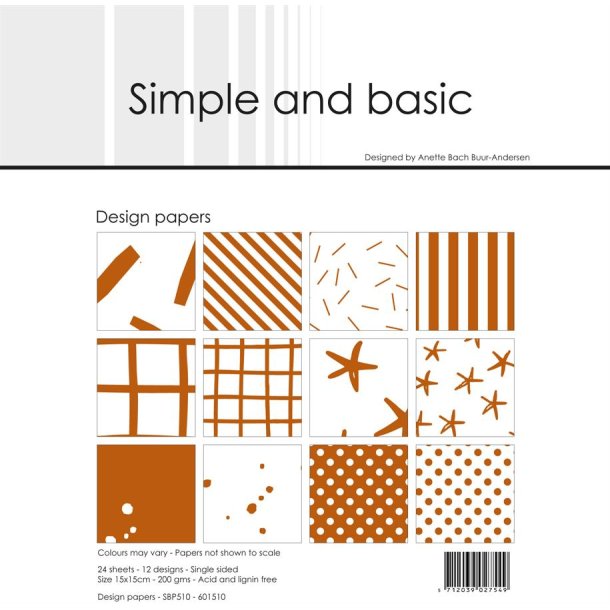 LS BESKRIVELSE Simple and Basic Design papir Cognac 15x15cm SBP510 BESTILLINGSVARE