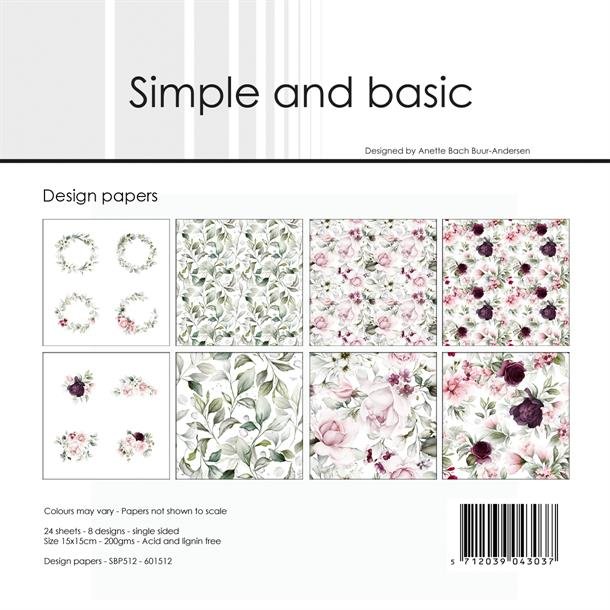 LS BESKRIVELSE Simple and Basic design papir Beautiful Roses SBP512 15x15cm BESTILLINGSVARE