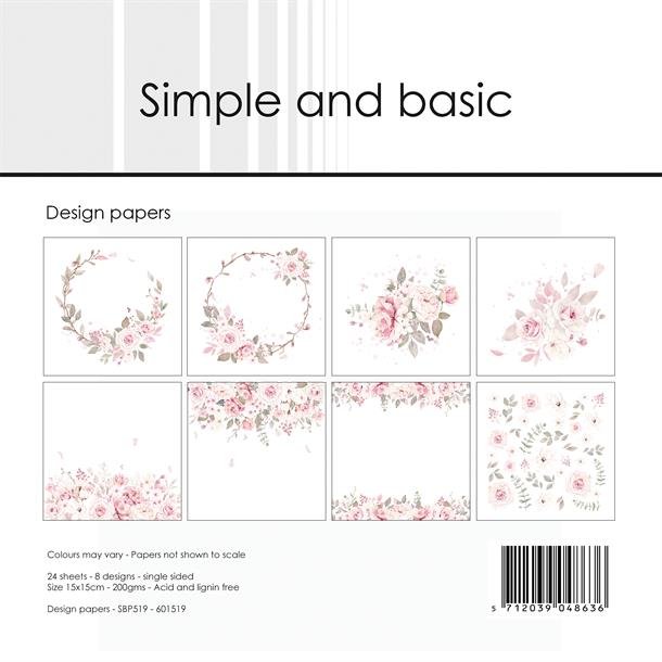 LS BESKRIVELSE Simple and basic Design papers Silent Rose SBP519 15x15cm BESTILLINGSVARE