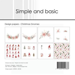 L�S BESKRIVELSE Simple and Basic Design papir Christmas Gnomes SBP523 15x15cm BESTILLINGSVARE.