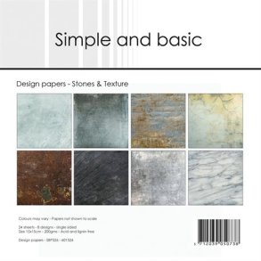 L�S BESKRIVELSE Simple and Basic papers Stones & Texture 15x15cm SBP526 BESTILLINGSVARE