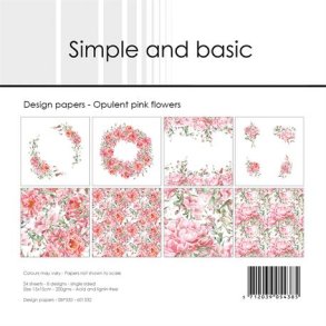 Papirblok SBP532 Opulent pink Flowers 15x15cm simple and basic
