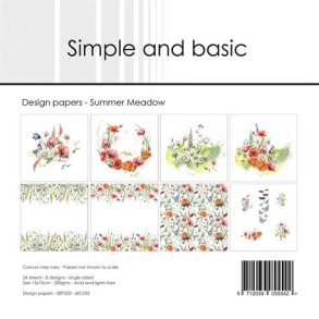 L�S BESKRIVELSE Papirblok SBP533 Summer Meadow 15x15cm Simple and basic BESTILLINGSVARE