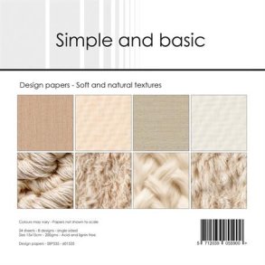 L�S BESKRIVELSE Papirblok Soft and natural textures 15x15cm SBP535 Simple and basic BESTILLINGSVARE
