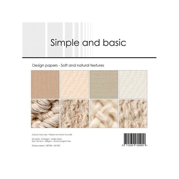 Papirblok Soft and natural textures 15x15cm SBP535 Simple and basic 