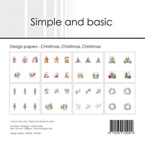 L�S BESKRIVELSE Papirblok Christmas, Christas, 15x15cm SBP536 Simple and basic BESTILLINGSVARE