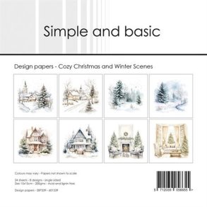 l�S BESKRIVELSE Papirblok Cozy Christmas and Winter Scenes 15x15cm SBP539 Simple and basic BESTILLIN
