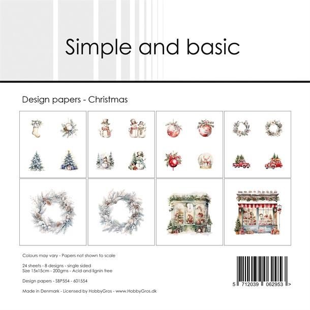 Papirblok Christmas 15x15cm SBP554 Simple and basic 