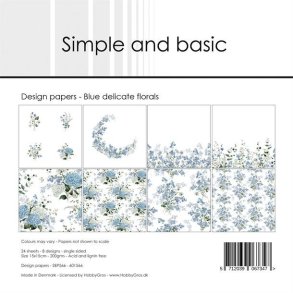 Papirblok SBP566 Blue delicate florals 15x15cm simple and Basic 