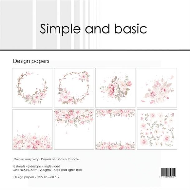 LS BESKRIVELSE Simple and basic Design papers Silent Rose SBP719 30,5x30,5cm BESTILLINGSVARE