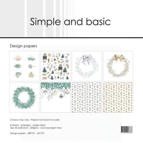 L�S BESKRIVELSE Simple and Basic Design papir Elegant Christmas 30,5x30,5cm SBP721 BESTILLINGSVARE