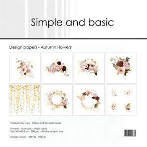 L�S BESKRIVELSE Simple and Basic Design papir Autumn Flowers SBP722 30,5x30,5cm BESTILLINGSVARE