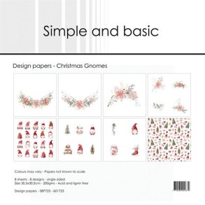 L�S BESKRIVELSE Simple and Basic Design papir Christmas Gnomes SBP723 30,5x30,5cm BESTILLINGSVARE