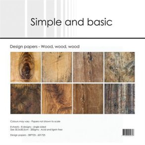 L�S BESKRIVELSE Simple and Basic papers Wood, wood, wood 30,5x30,5cm SBP725 BESTILLINGSVARE