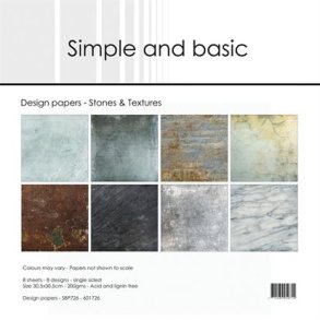 L�S BESKRIVELSE Simple and Basic papers Stones & Texture 30,5x30,5cm SBP726 BESTILLINGSVARE