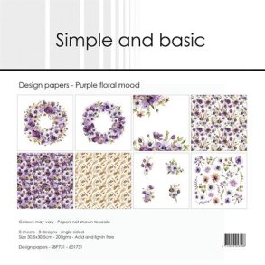 L�S BESKRIVELSE Papirblok SBP731 Purple floral mood 30,5x30,5cm simple and basic BESTILLINGSVARE