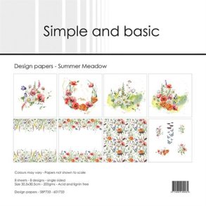 L�S BESKRIVELSE Papirblok SBP733 Summer Meadow 30,5x30,5cm Simple and basic BESTILLINGSVARE