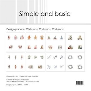 L�S BESKRIVELSE Papirblok Christmas, Christmas 30,5x30,5cm SBP736 Simple and basic BESTILLINGSVARE