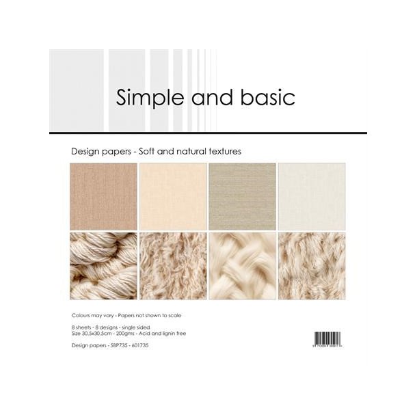 LS BESKRIVELSE Papirblok Soft and natural textures 30,5x30,5cm SBP735 Simple and basic BESTILLINGSV