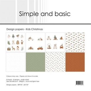 L�S BESKRIVELSE Papirblok Kids christmas 30,5x30,5cm SBP737 Simple and basic BESTILLINGSVARE
