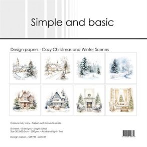 L�S BEM�RKNINGER Papirblok Cozy Christmas and winter Scenes 30,5x30,5cm SBP739 BESTILLINGSVARE