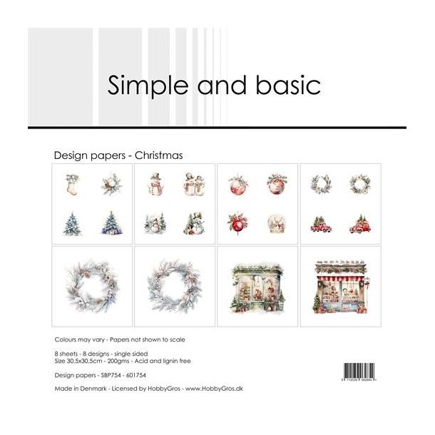 Papirblok Christmas 30,5x30,5cm SBP754 Simple and basic 