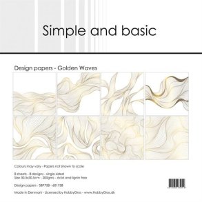 Papirblok Simple and Basic Golden Waves SBP758 30,5x30,5cm 