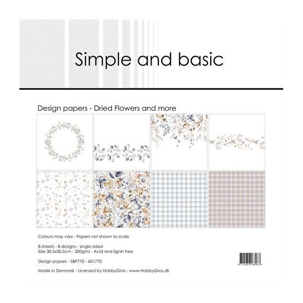 L�S BESKRIVELSE Papirblok Simple and Basic Flowers and more SBP770 30,5x30,5cm BESTILLINGSVARE