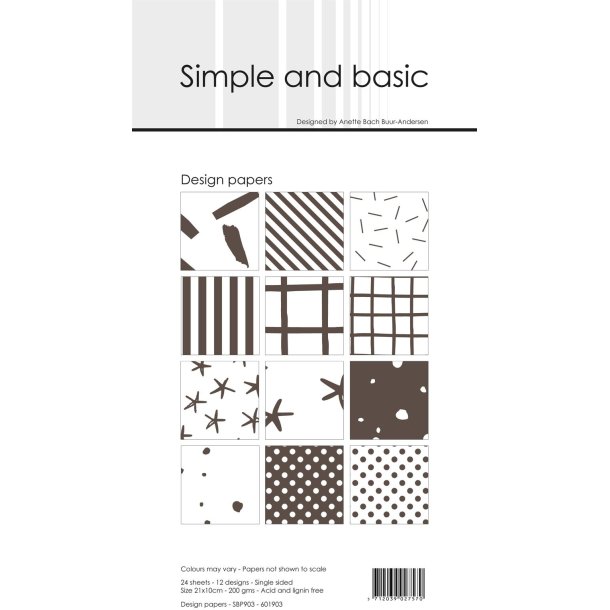 LS BESKRIVELSE Design papir Warm Grey 10x21cm SBP903 Simple and Basic BESTILLINGSVARE