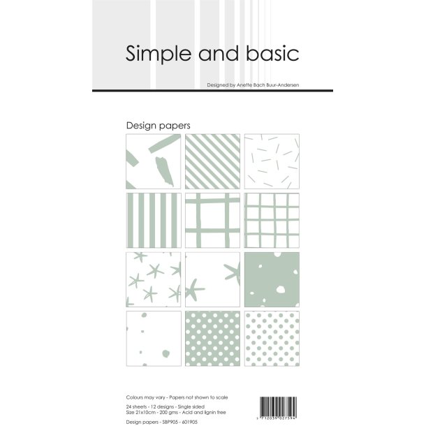 LS BESKRIVELSE Design papir Sage 10x21cm SBP905 Simple and Basic BESTILLINGSVARE