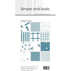 L�S BESKRIVELSE Design papir Aqua 10x21cm SBP906 Simple and Basic BESTILLINGSVARE
