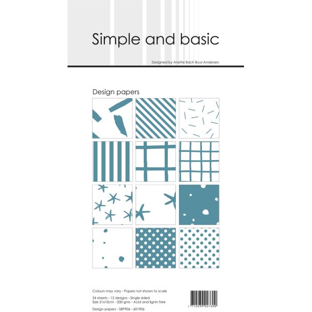 LS BESKRIVELSE Design papir Aqua 10x21cm SBP906 Simple and Basic BESTILLINGSVARE