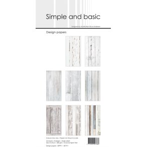 L�S BESKRIVELSE Design papir White Wood 10x21cm SBP911 Simple and Basic BESTILLINGSVARE